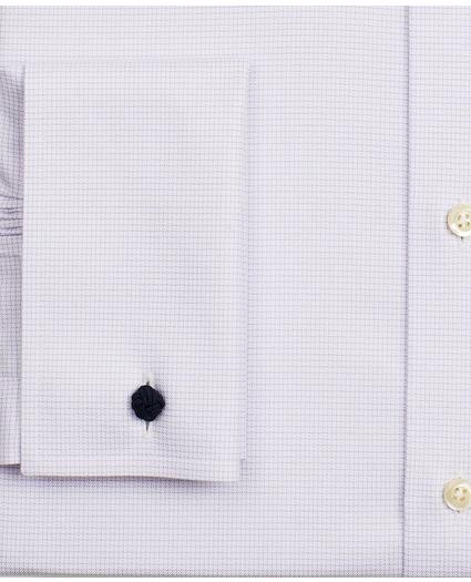 Stretch Milano Slim-Fit Dress Shirt, Non-Iron Twill English Collar French Cuff Micro-Check