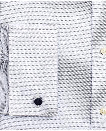 Stretch Milano Slim-Fit Dress Shirt, Non-Iron Twill English Collar French Cuff Micro-Check