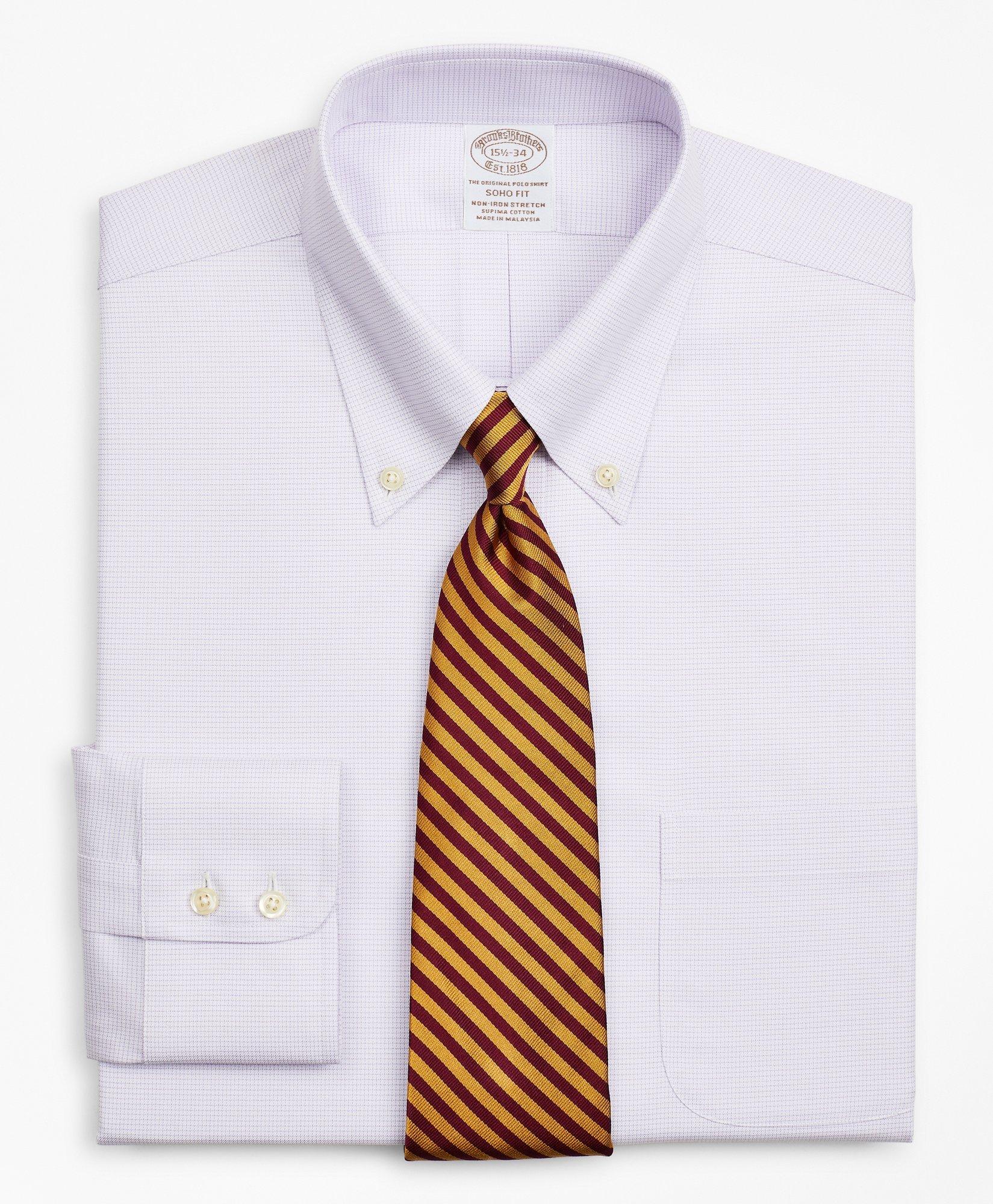 Stretch Soho Extra-Slim-Fit Dress Shirt, Non-Iron Twill Button-Down Collar Micro-Check
