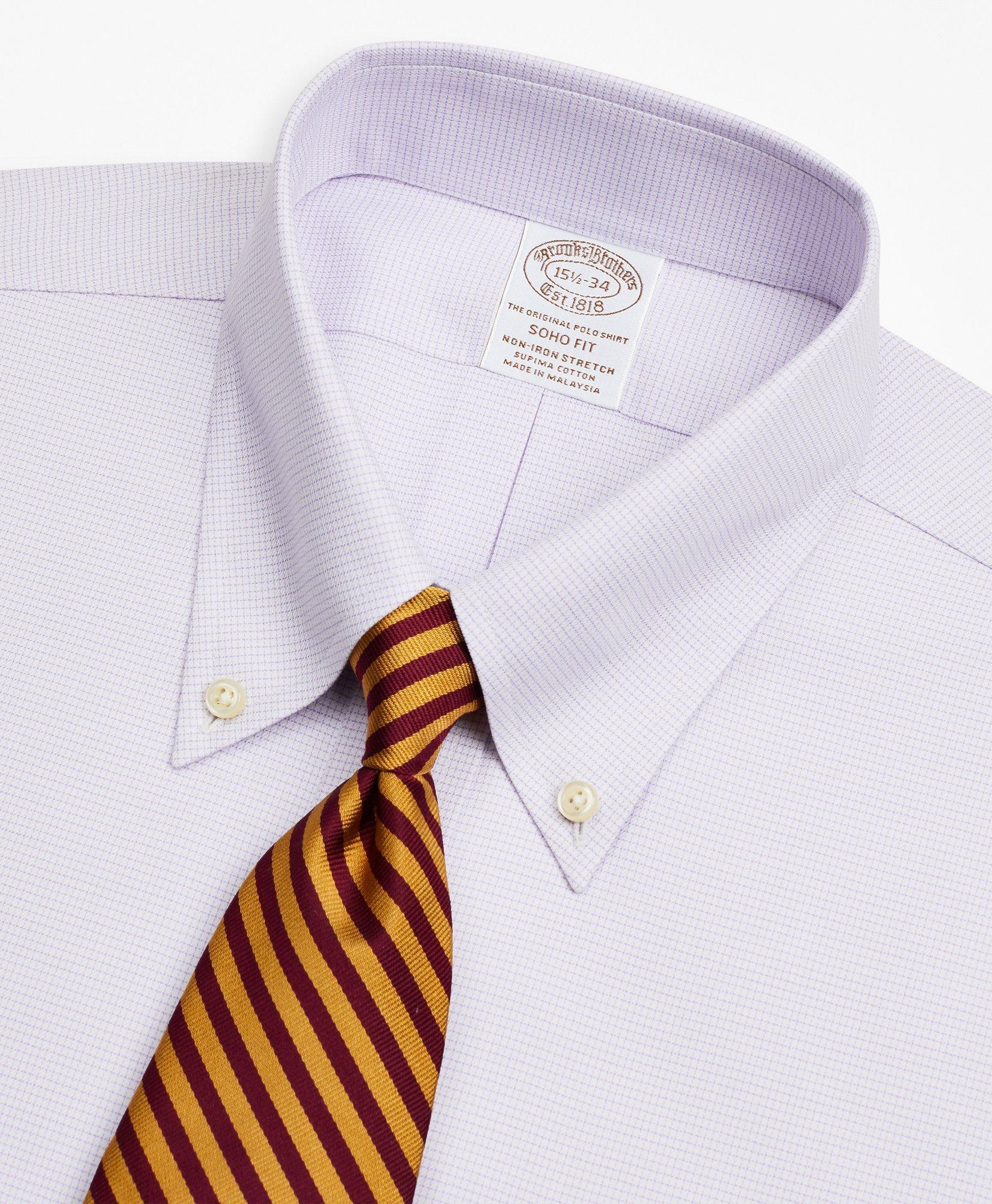 Stretch Soho Extra-Slim-Fit Dress Shirt, Non-Iron Twill Button-Down Collar Micro-Check