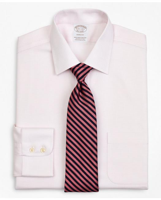 Brooks Brothers Stretch Soho Extra-slim-fit Dress Shirt, Non-iron Twill Ainsley Collar Micro-check | Pink | Size 17