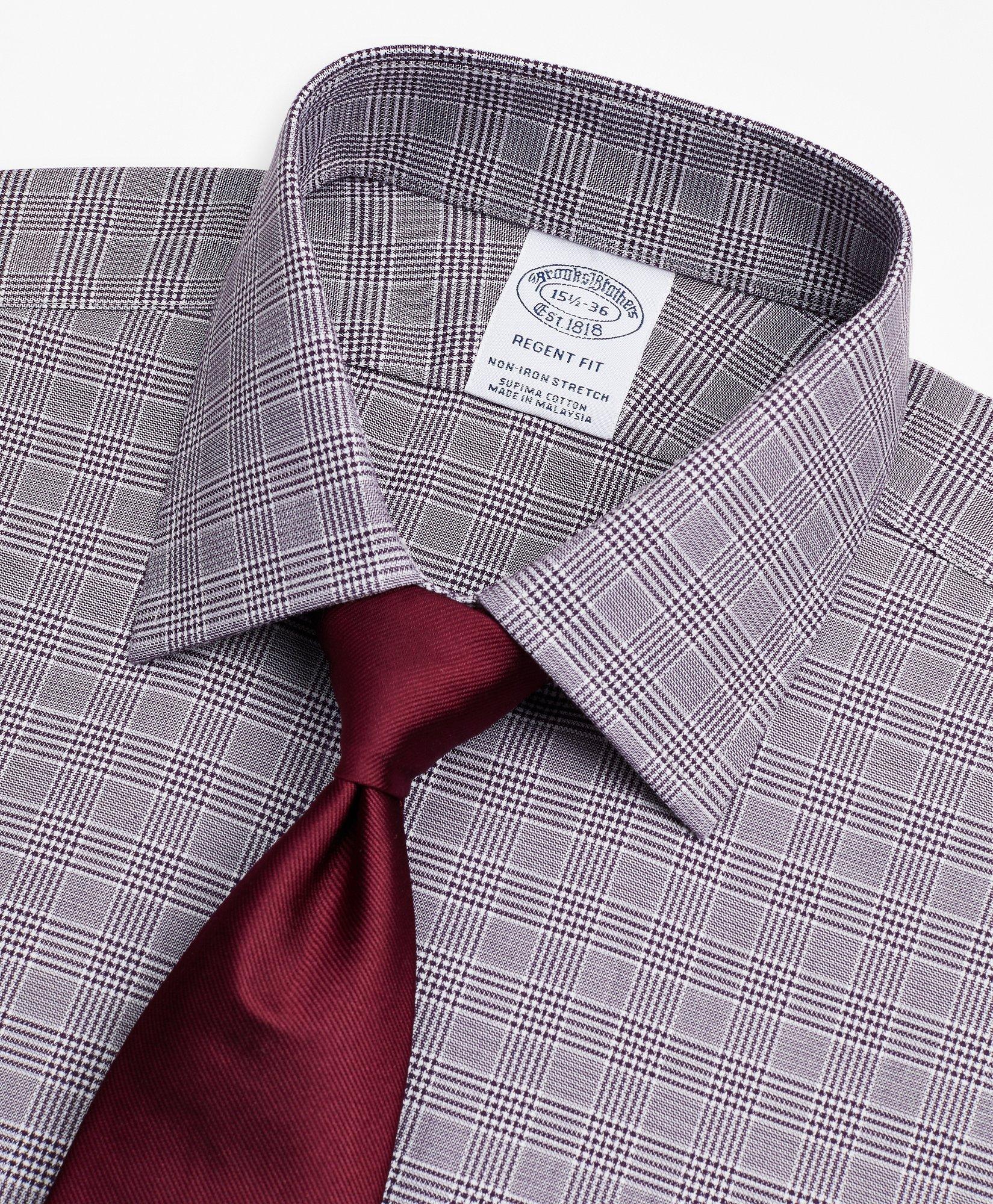 Stretch Regent Regular-Fit Dress Shirt, Non-Iron Royal Oxford Ainsley Collar Glen Plaid