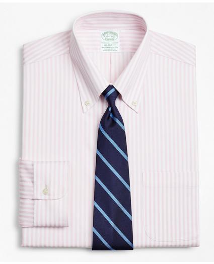 Stretch Milano Slim-Fit Dress Shirt, Non-Iron Twill Button-Down Collar Bold Stripe