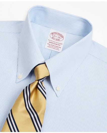 Stretch Madison Relaxed-Fit Dress Shirt, Non-Iron Poplin Button-Down Collar Fine Stripe