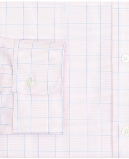 Stretch Milano Slim-Fit Dress Shirt, Non-Iron Pinpoint Button-Down Collar Glen Plaid