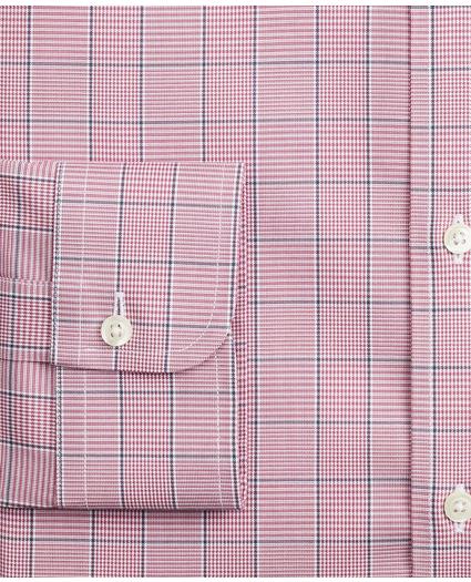 Stretch Milano Slim-Fit Dress Shirt, Non-Iron Pinpoint Button-Down Collar Glen Plaid