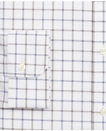 Stretch Milano Slim-Fit Dress Shirt, Non-Iron Poplin Button-Down Collar Double-Grid Check