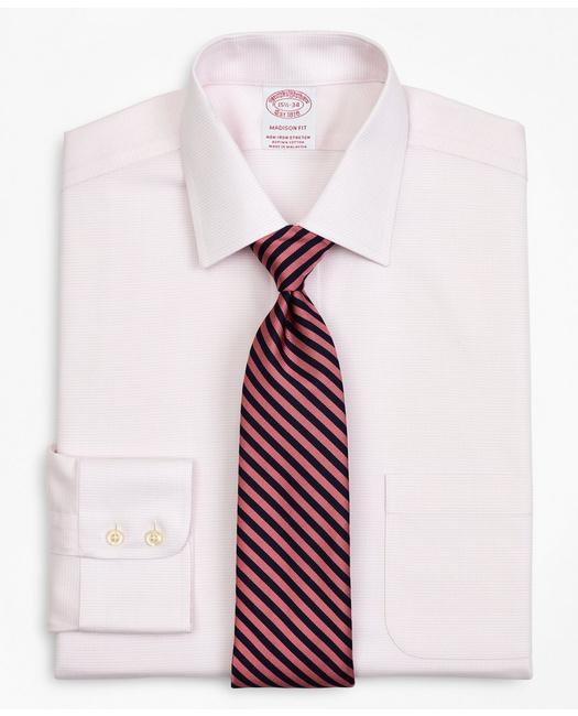Brooks Brothers Stretch Madison Relaxed-fit Dress Shirt, Non-iron Twill Ainsley Collar Micro-check | Pink | Size 14½