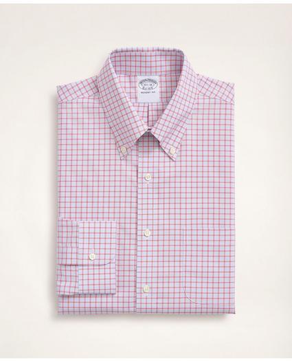 Stretch Regent Regular-Fit Dress Shirt, Non-Iron Poplin Button-Down Collar Grid Check