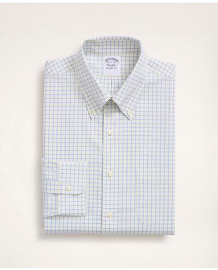 Stretch Regent Regular-Fit Dress Shirt, Non-Iron Poplin Button-Down Collar Grid Check