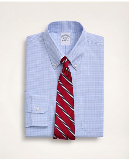 Stretch Regent Regular-Fit Dress Shirt, Non-Iron Poplin Button-Down Collar Micro-Check