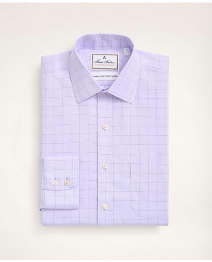 Milano Slim-Fit Dress Shirt, Non-Iron Ultrafine Twill Ainsley Collar Grid Check