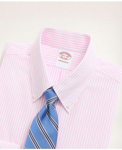 Stretch Madison Relaxed-Fit Dress Shirt, Non-Iron Poplin Button-Down Collar Pencil Stripe