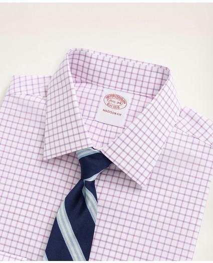 Stretch Madison Relaxed-Fit Dress Shirt, Non-Iron Poplin Ainsley Collar Check