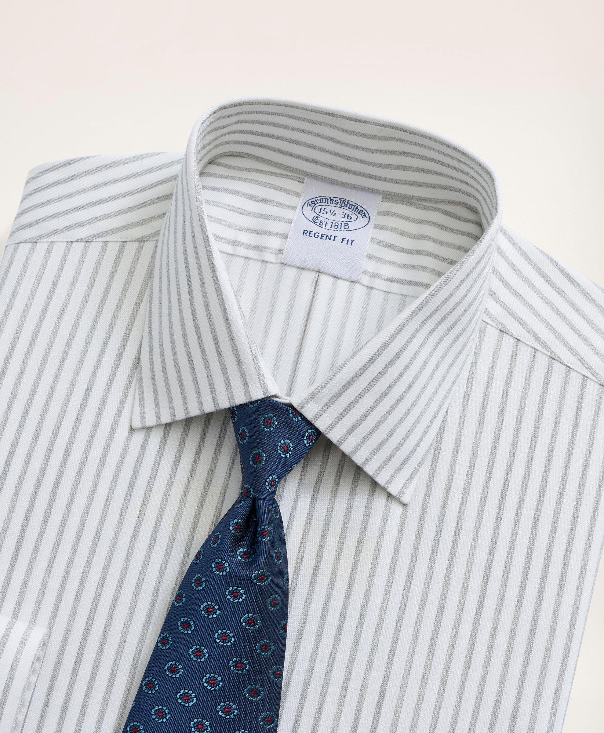 Stretch Regent Regular-Fit Dress Shirt, Non-Iron Twill Stripe Ainsley Collar