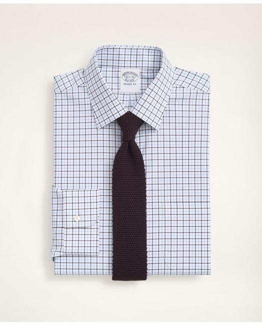 Brooks Brothers Stretch Regent Regular-fit Dress Shirt, Non-iron Poplin Ainsley Collar Tattersall | Blue | Size 17½