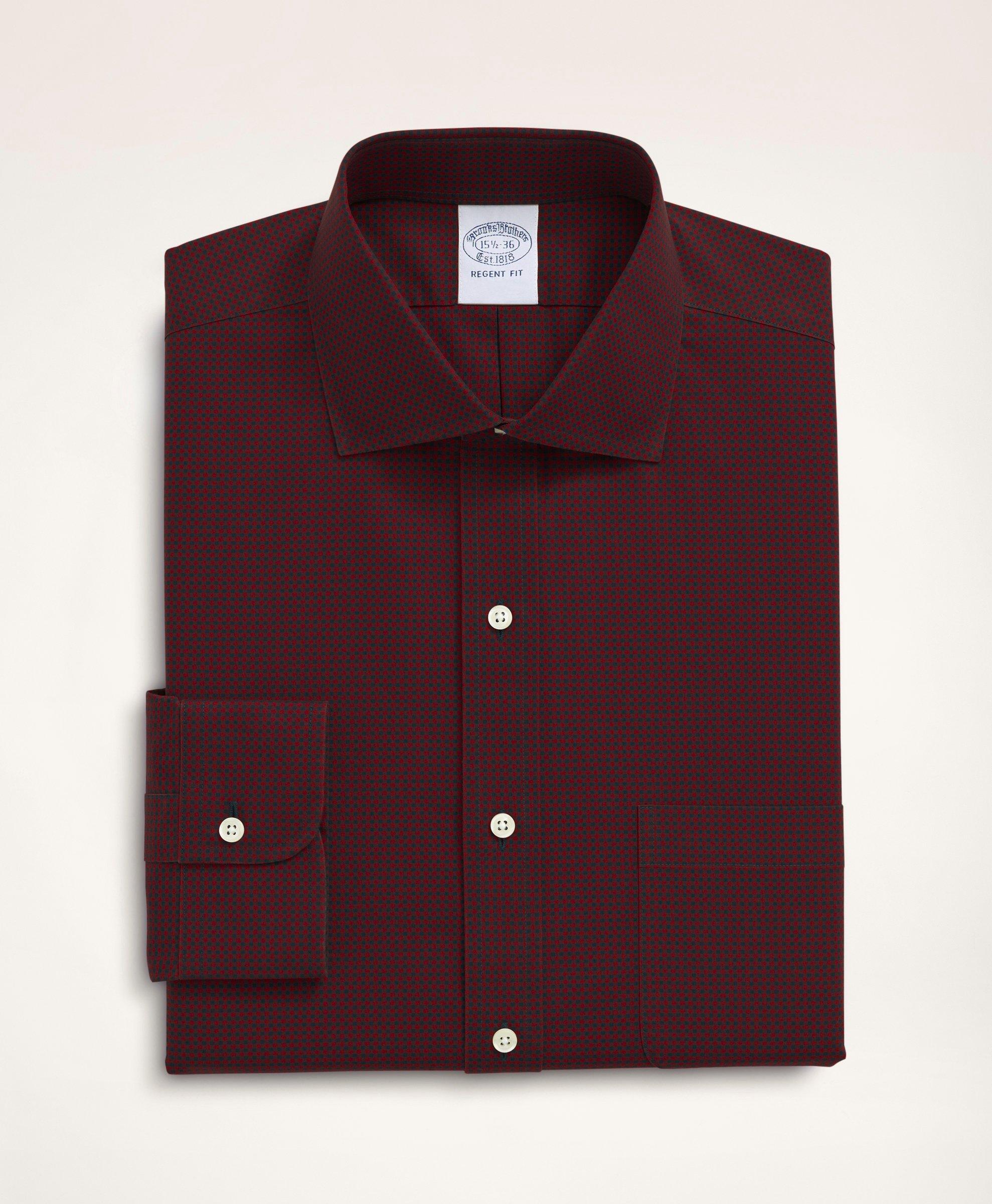 Stretch Regent Regular-Fit Dress Shirt, Non-Iron Poplin English Spread Collar Gingham