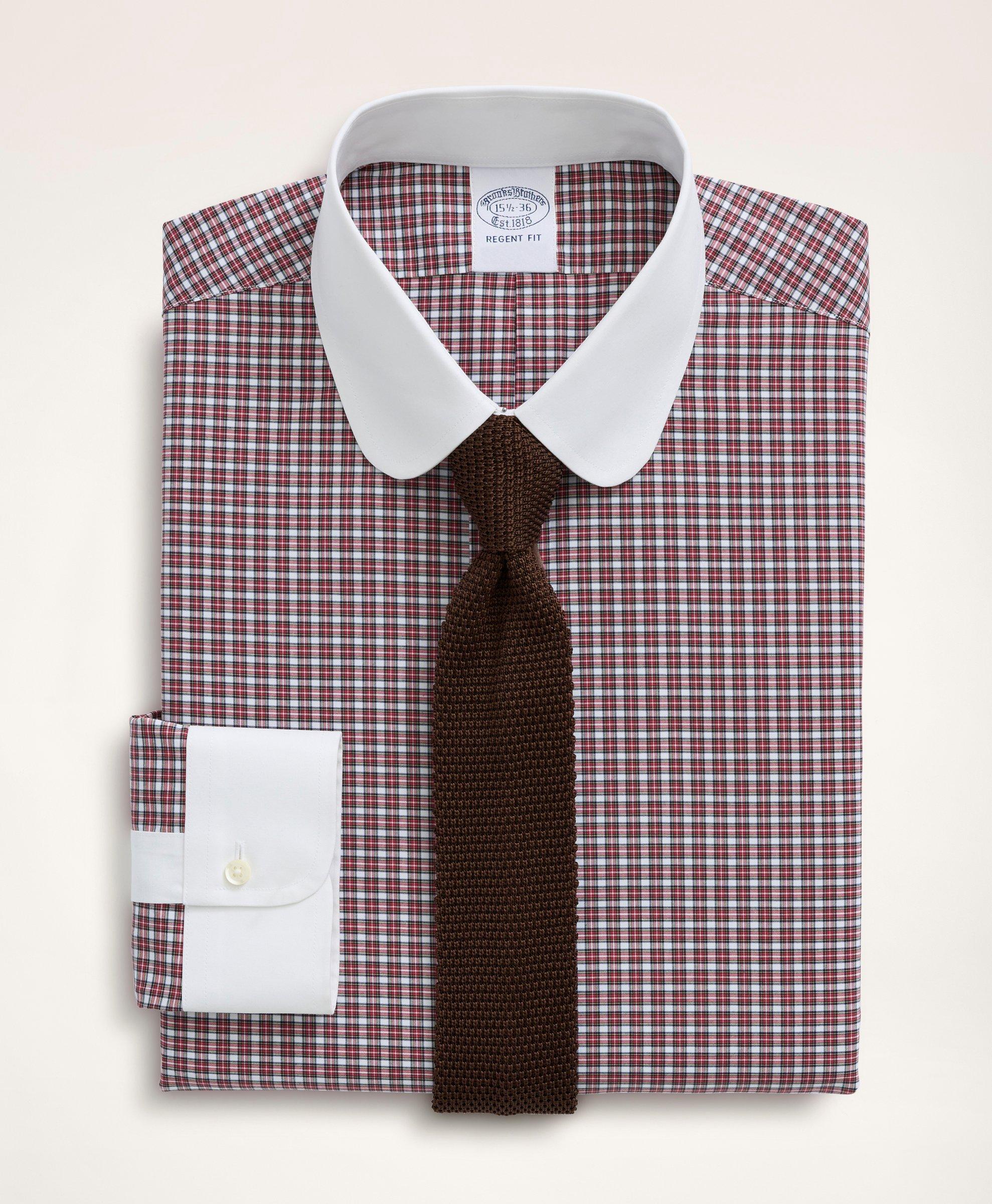 Brooks Brothers Stretch Regent Regular-fit Dress Shirt, Non-iron Poplin Club Collar Micro-tartan | White | Size 16 3