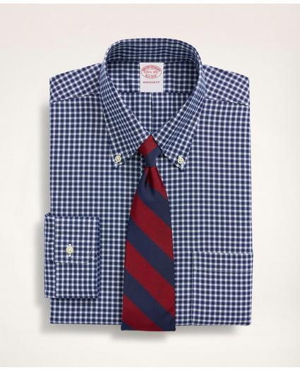 Stretch Madison Relaxed-Fit Dress Shirt, Non-Iron Pinpoint Oxford Button Down Collar Gingham