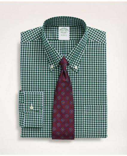 Stretch Milano Slim-Fit Dress Shirt, Non-Iron Pinpoint Oxford Button Down Collar Gingham