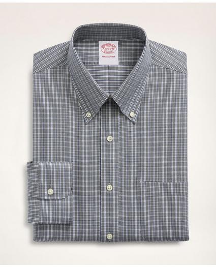 Stretch Madison Relaxed-Fit Dress Shirt, Non-Iron Twill Mini-Check Button Down Collar