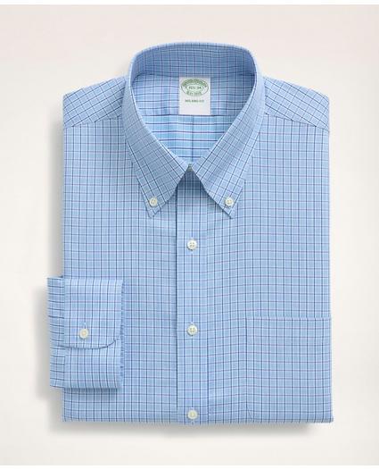 Stretch Milano Slim-Fit Dress Shirt, Non-Iron Twill Mini-Check Button Down Collar