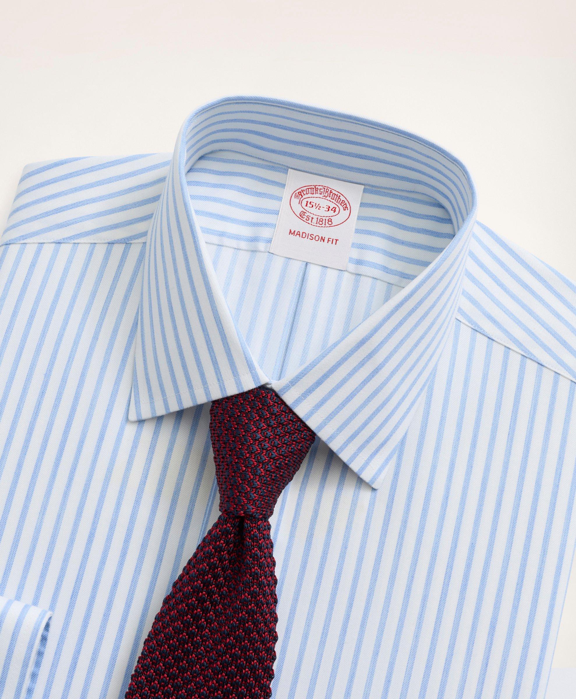 Stretch Madison Regular-Fit Dress Shirt, Non-Iron Twill Stripe Ainsley Collar