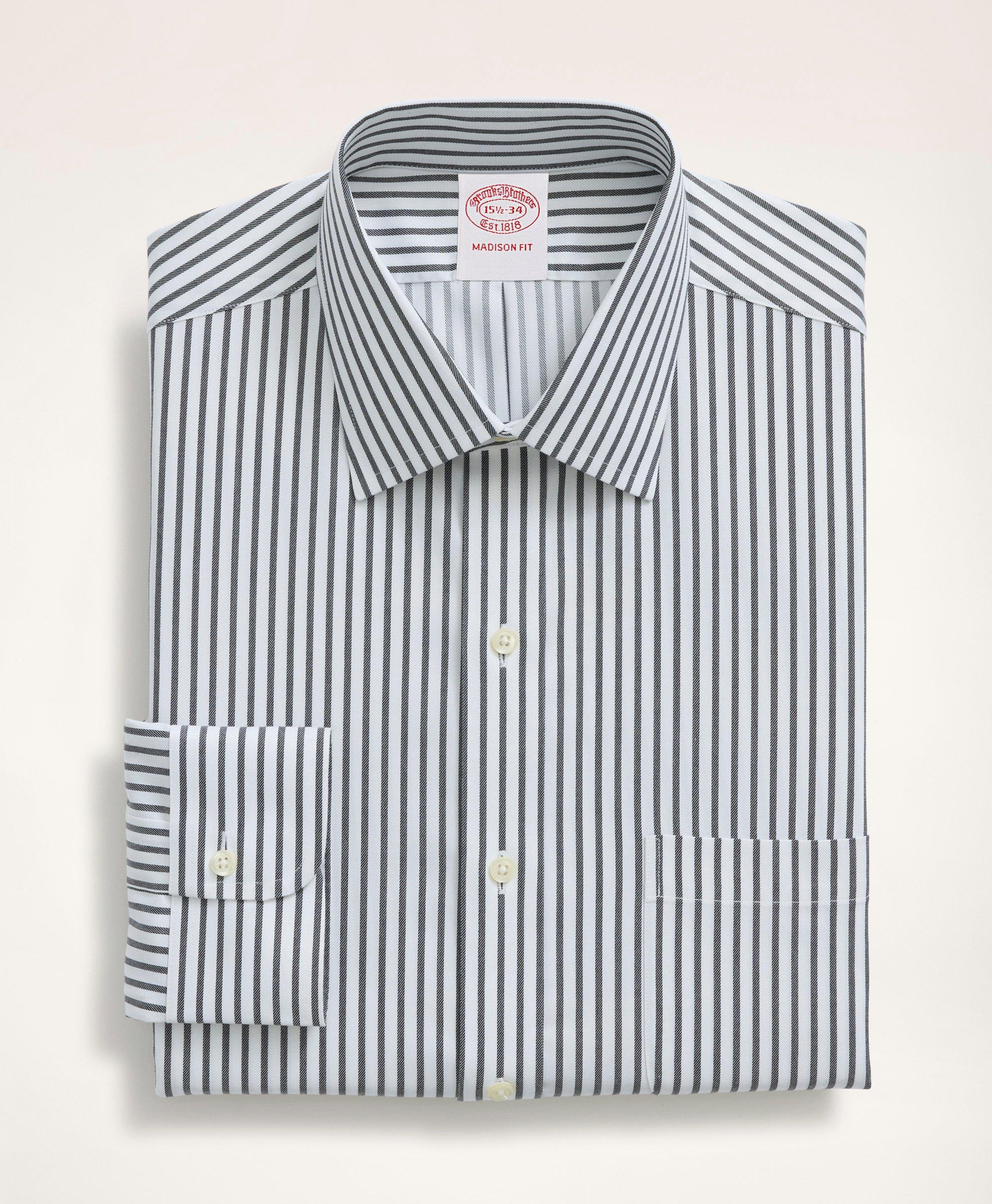 Stretch Madison Regular-Fit Dress Shirt, Non-Iron Twill Stripe Ainsley Collar