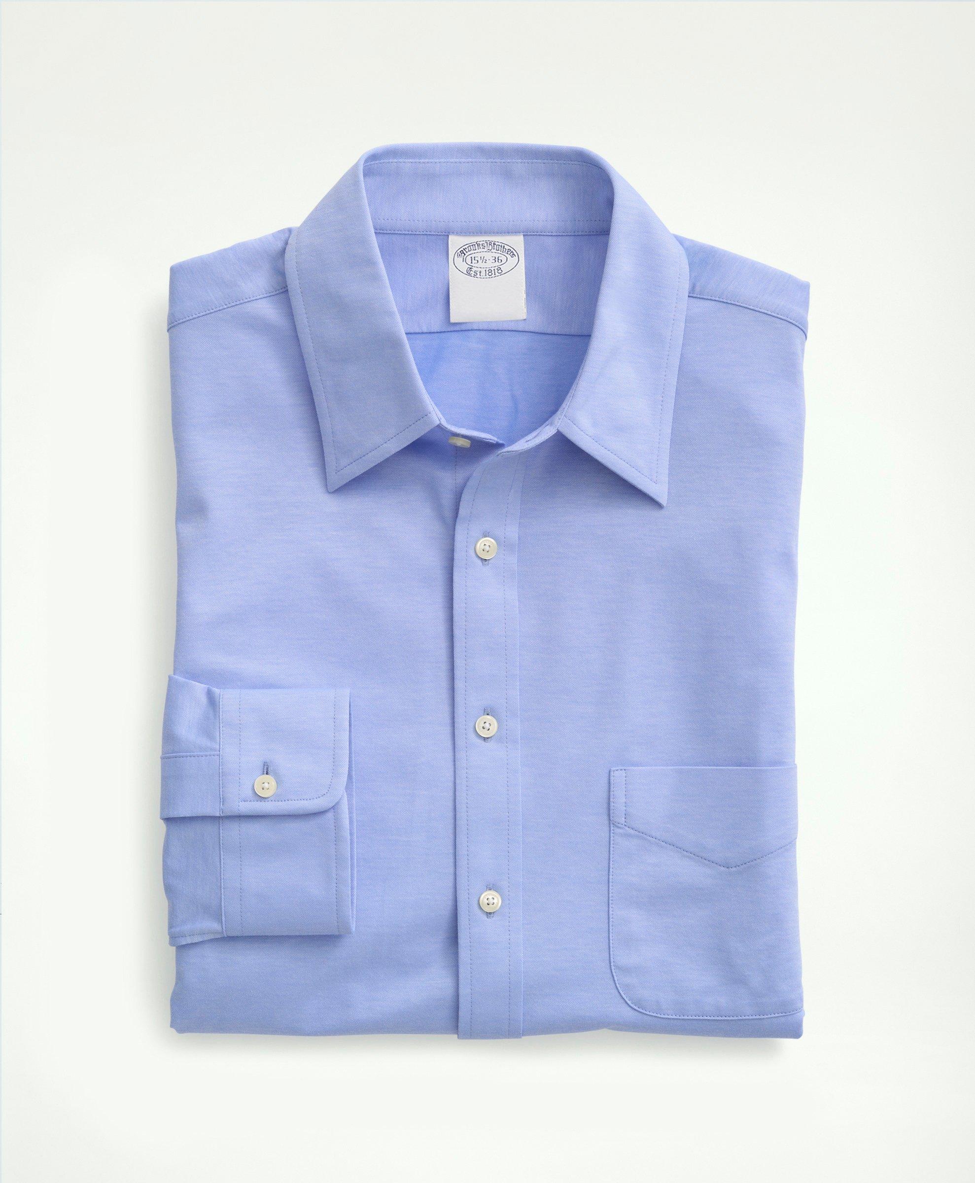 Brooks Brothers Japanese Knit Dress Shirt, Slim Fit | Light Blue | Size 16 35