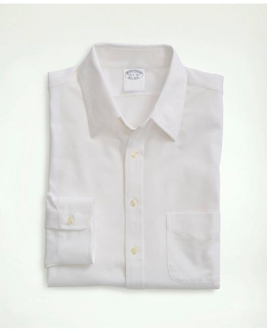 Brooks Brothers Japanese Knit Dress Shirt, Slim Fit | White | Size 15 34