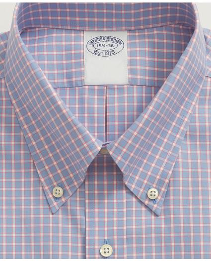 Stretch Supima Cotton Non-Iron Pinpoint Oxford Button-Down Collar, Outline Check Dress Shirt