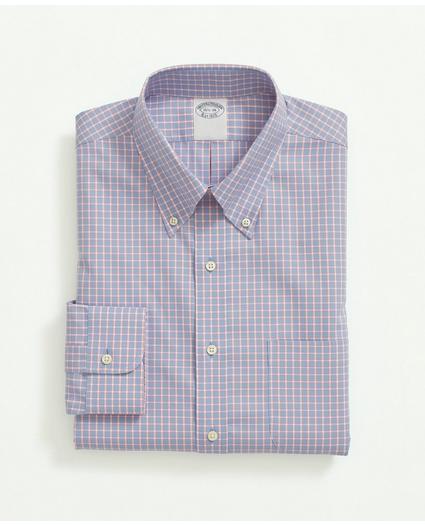 Stretch Supima Cotton Non-Iron Pinpoint Oxford Button-Down Collar, Outline Check Dress Shirt