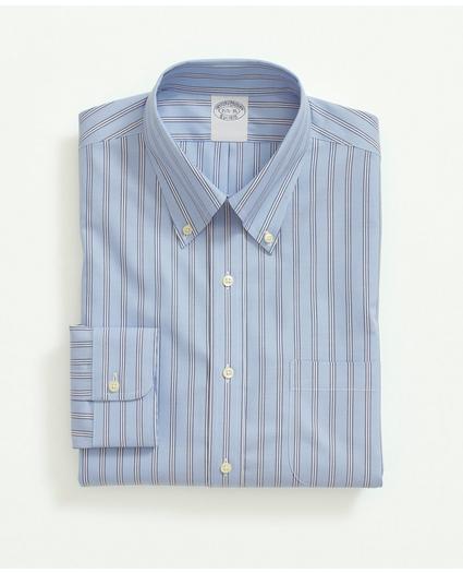 Stretch Supima Cotton Non-Iron Pinpoint Oxford Button-Down Collar, Rep Stripe Dress Shirt