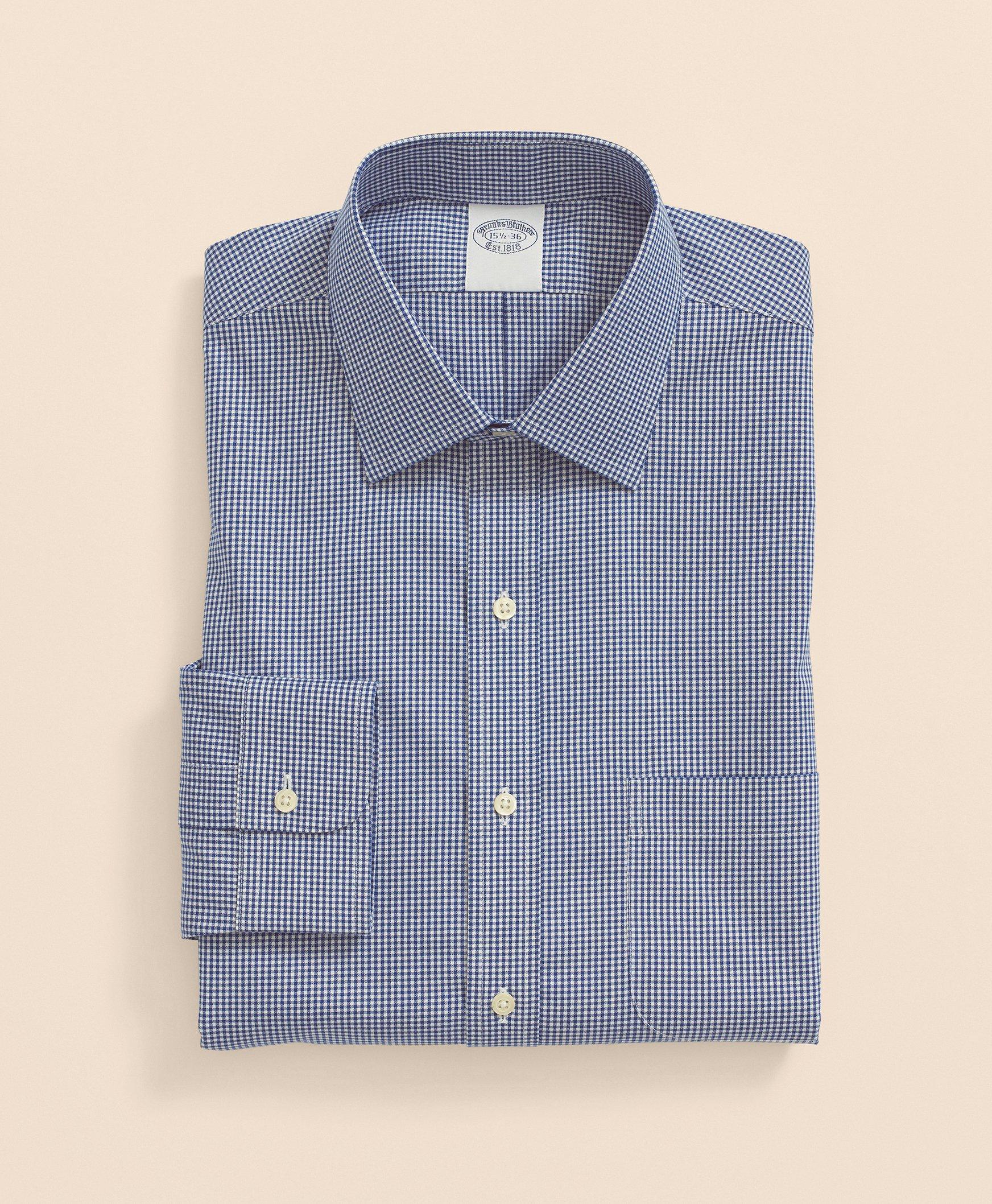 Stretch Supima Cotton Non-Iron Pinpoint Oxford Ainsley Collar, Gingham Dress Shirt