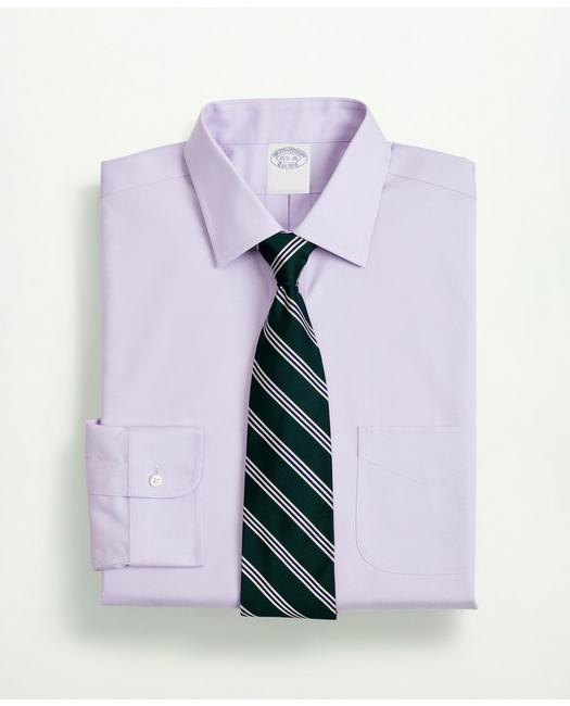 Brooks Brothers Stretch Supima Cotton Non-iron Pinpoint Oxford Ainsley Collar Dress Shirt | Lavender | Size 17½ 34