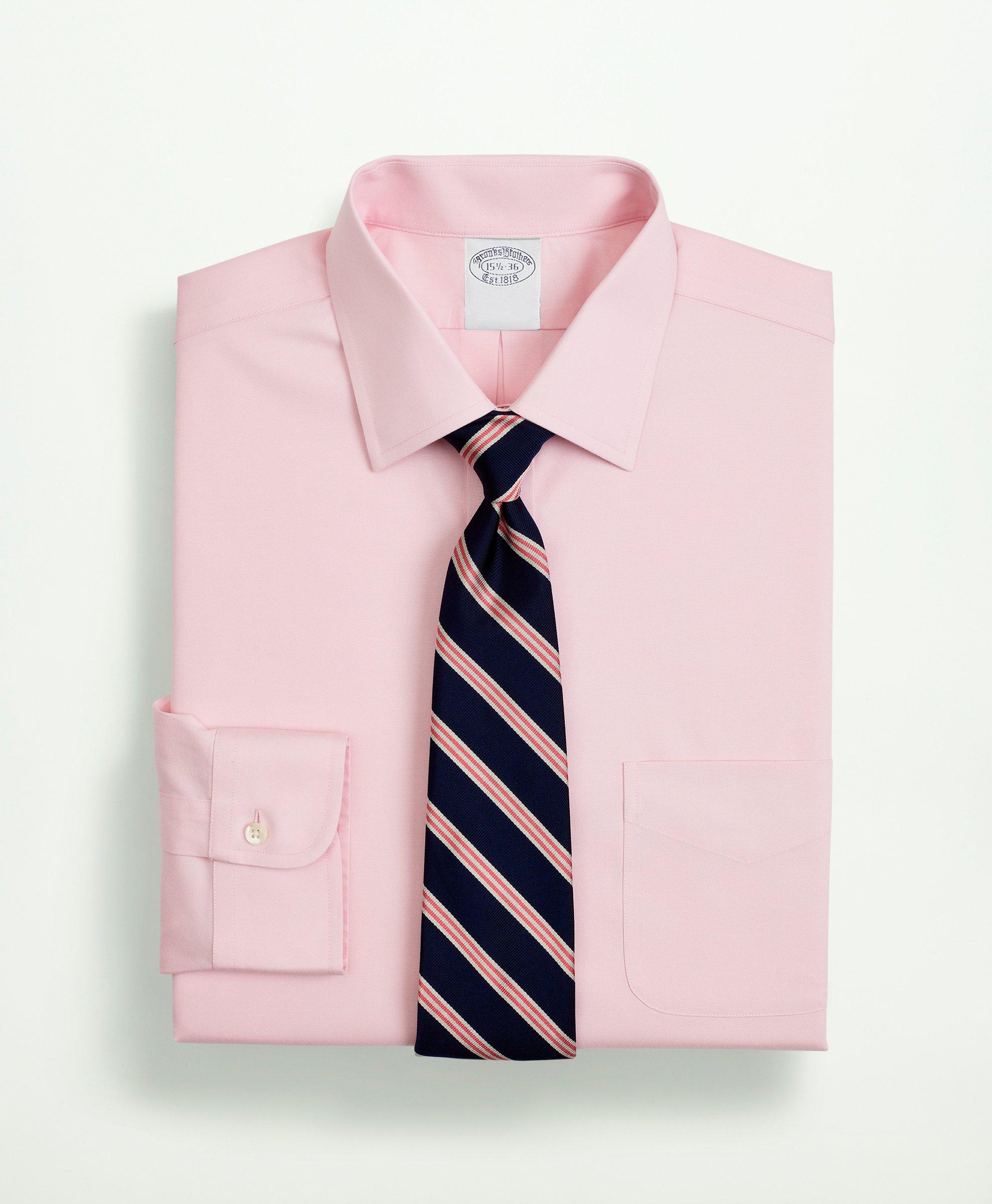 Brooks Brothers Stretch Supima Cotton Non-iron Pinpoint Oxford Ainsley Collar Dress Shirt | Pink | Size 16½ 33
