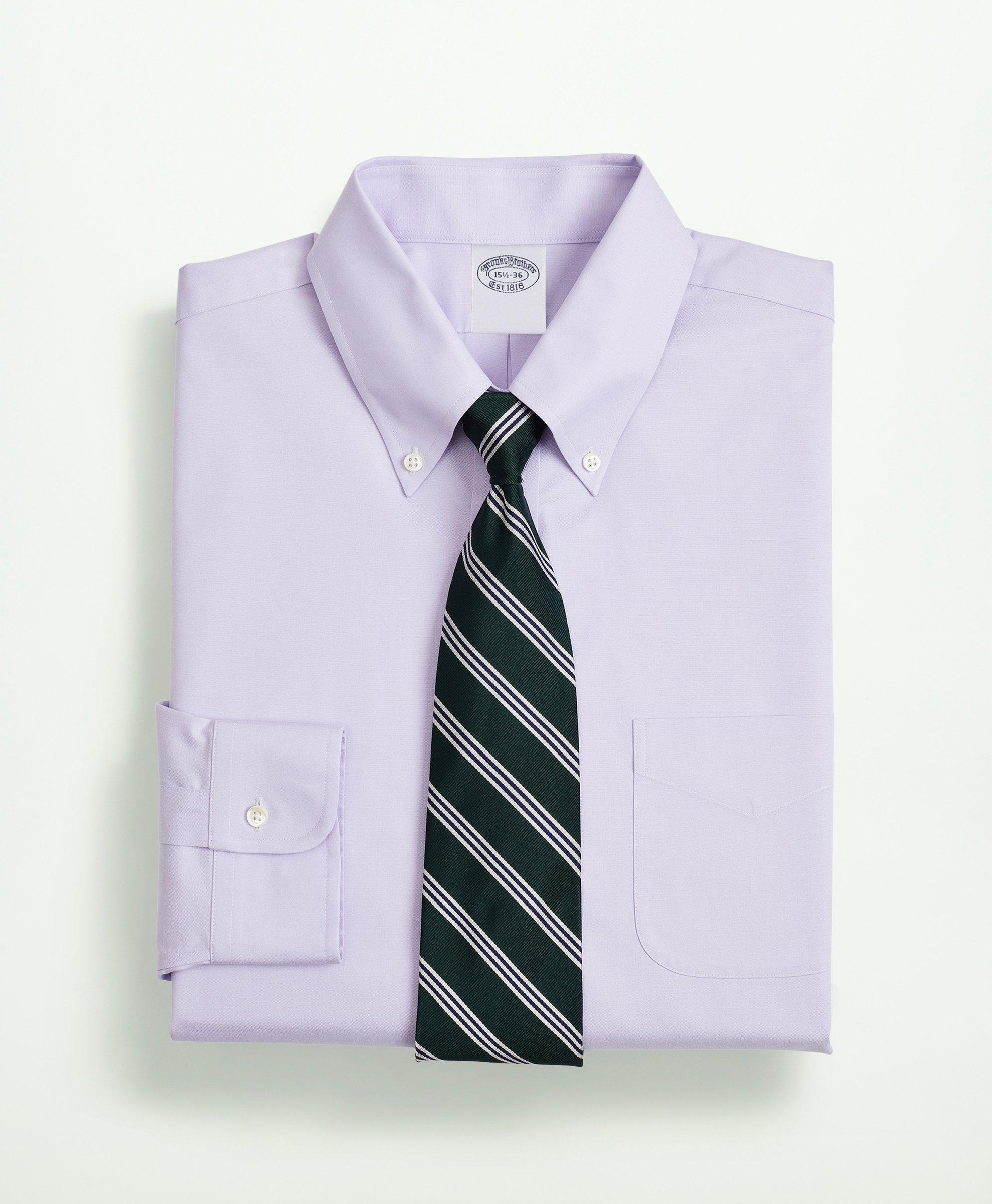 Image of Brooks Brothers Men's Stretch Supima Cotton Non-Iron Pinpoint Oxford Button-Down Collar Dress Shirt | Blue | Size 16 34