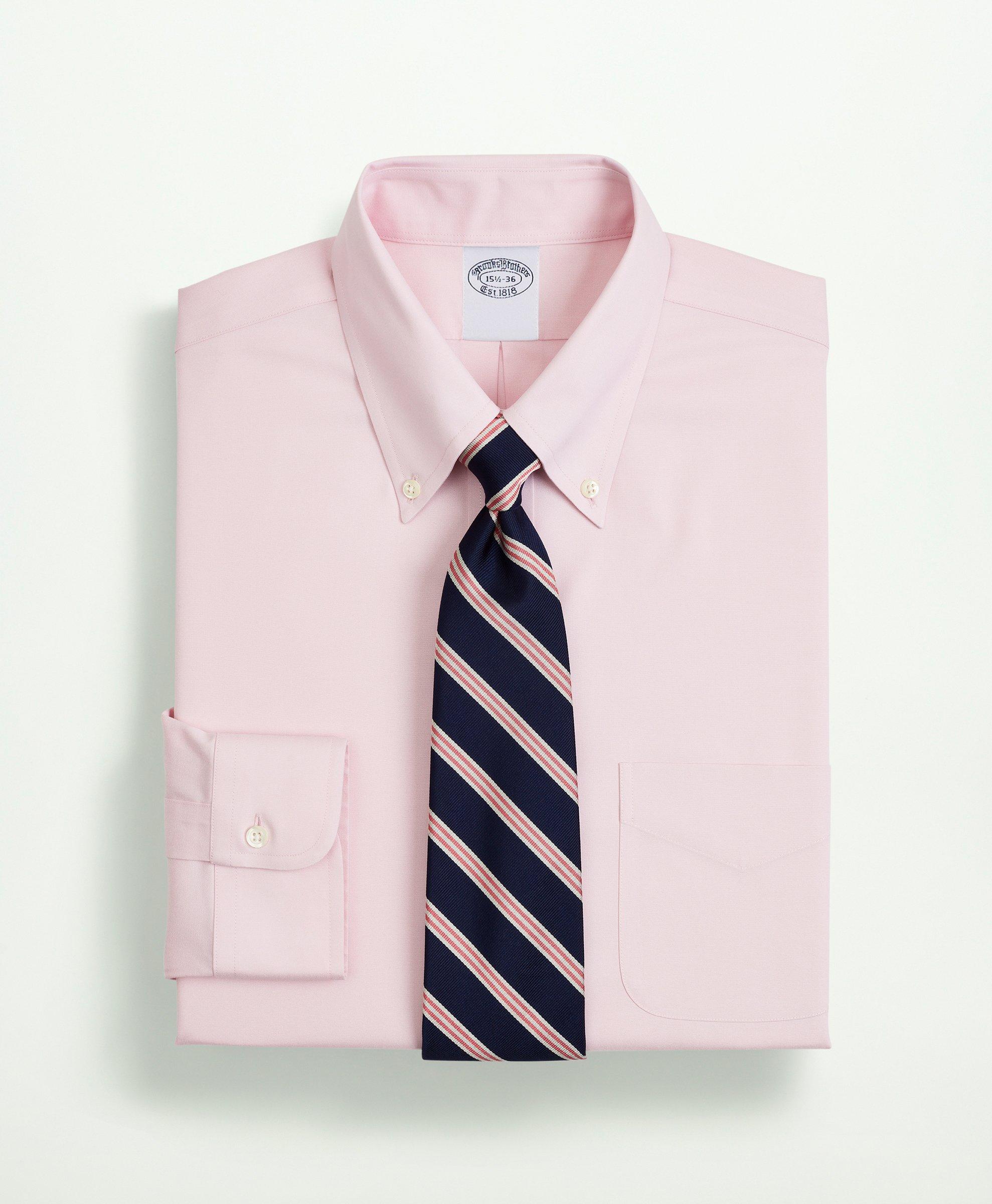 Brooks Brothers Stretch Supima Cotton Non-iron Pinpoint Oxford Button-down Collar Dress Shirt | Pink | Size 16 35