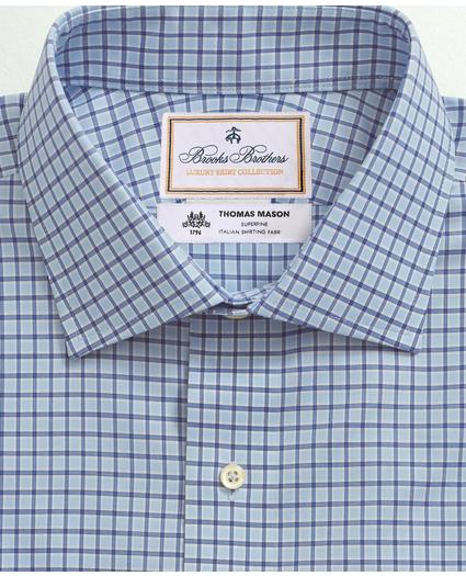 X Thomas Mason Cotton Poplin English Collar, Check Dress Shirt