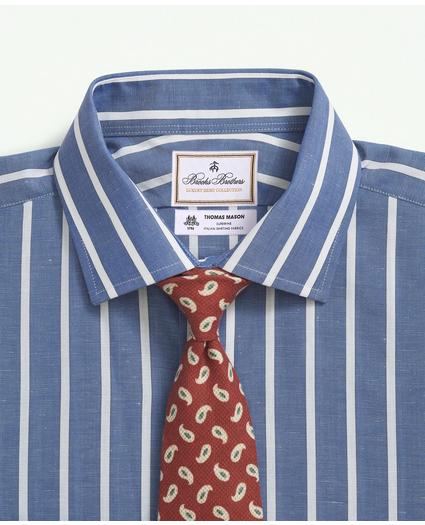 X Thomas Mason Cotton-Linen English Spread Collar, Stripe Dress Shirt