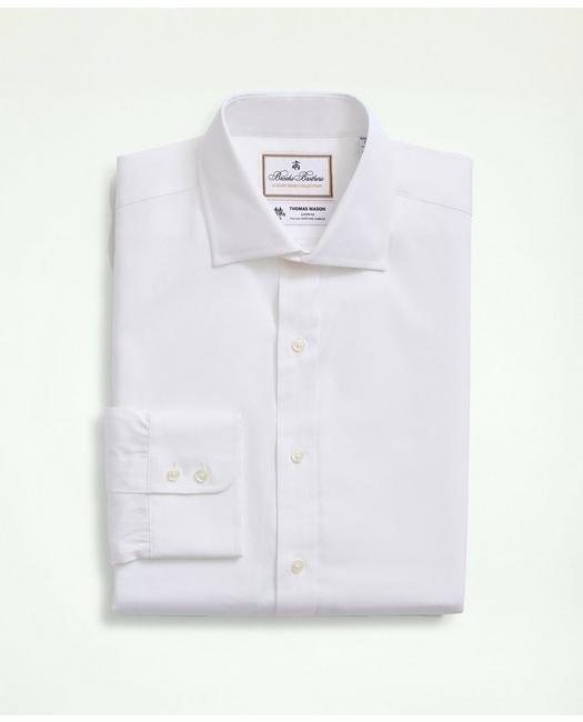 Brooks Brothers X Thomas Mason Cotton Pinpoint Oxford English Collar Dress Shirt | White | Size 18 35