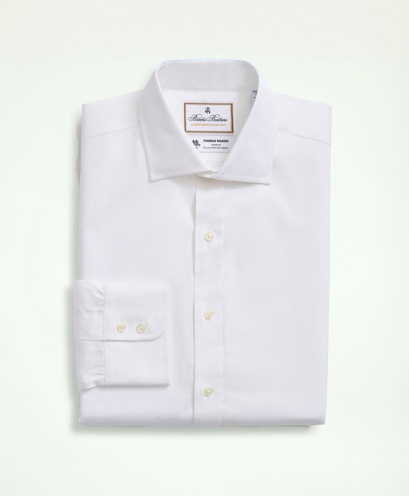 Brooks Brothers X Thomas Mason Cotton Pinpoint Oxford English Collar Dress Shirt | White | Size 17½ 33