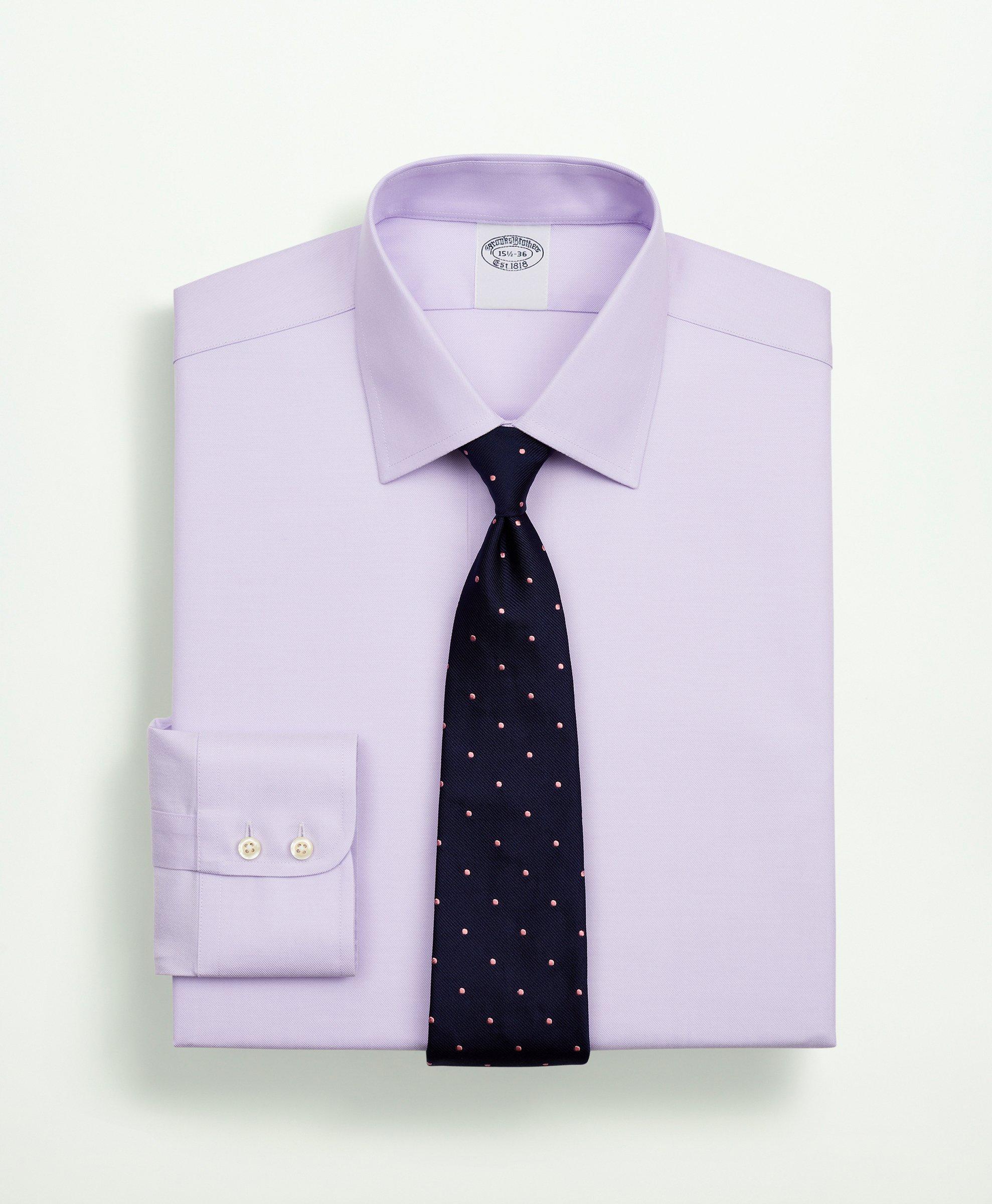 Brooks Brothers Stretch Supima Cotton Non-iron Twill Ainsley Collar Dress Shirt | Lavender | Size 16½ 33