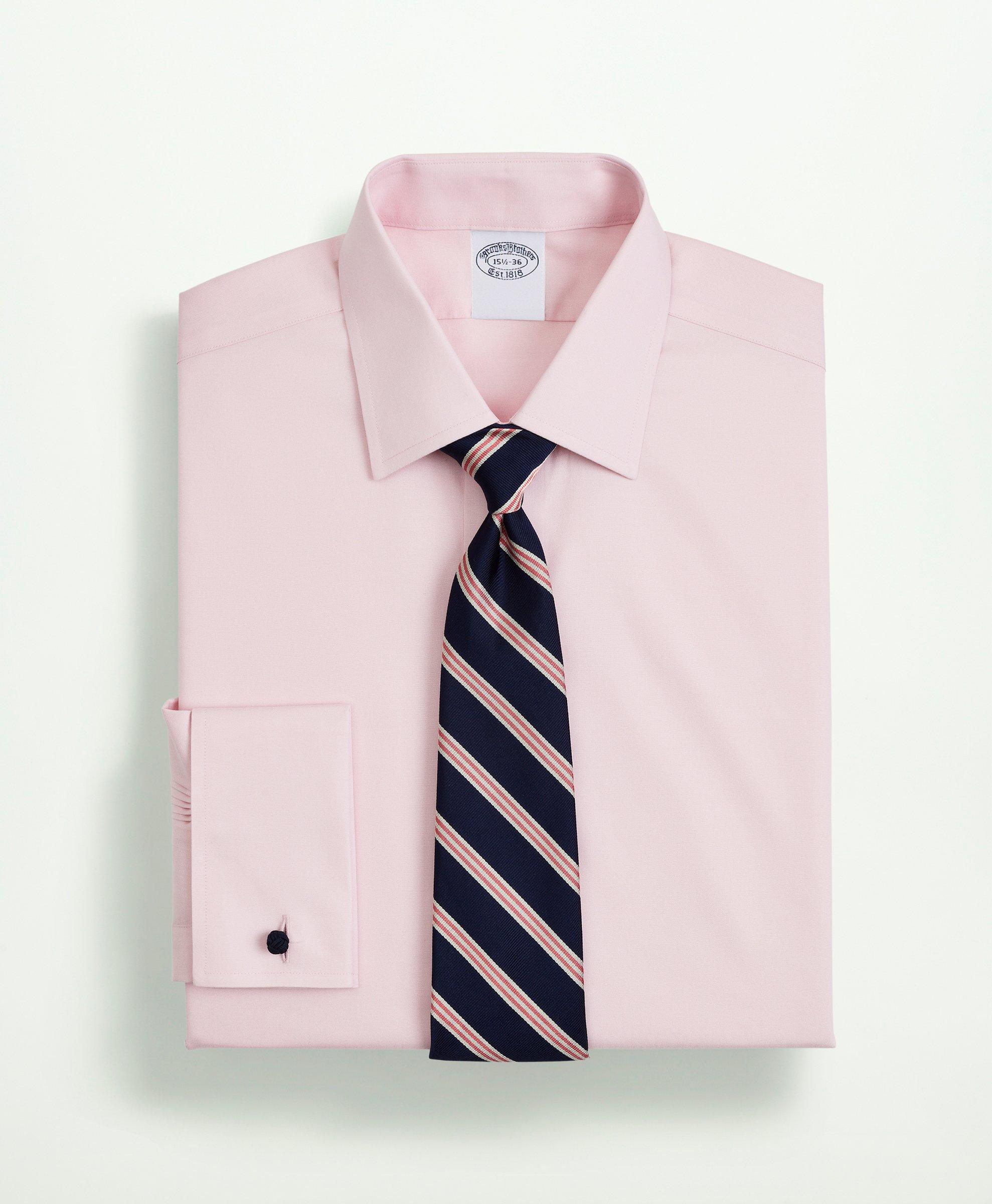 Brooks Brothers Stretch Supima Cotton Non-iron Pinpoint Oxford Ainsley Collar Dress Shirt | Pink | Size 17 34