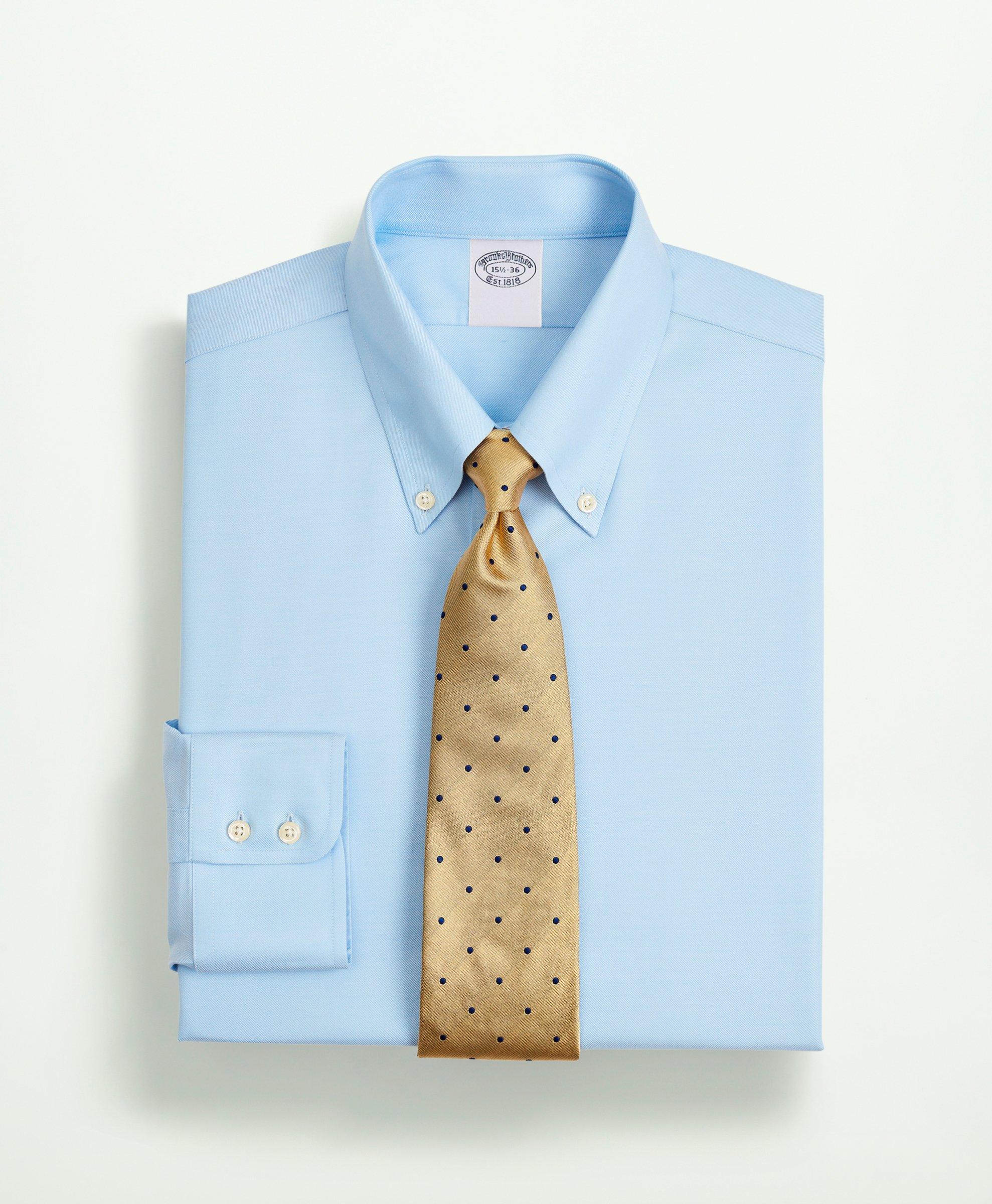 Brooks Brothers Stretch Supima Cotton Non-iron Twill Button-down Collar Dress Shirt | Light Blue | Size 18 34