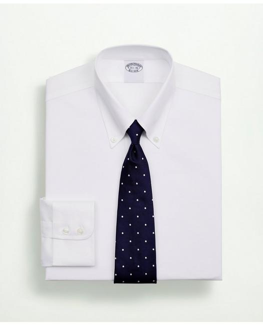 Brooks Brothers Stretch Supima Cotton Non-iron Twill Button-down Collar Dress Shirt | White | Size 16½ 35