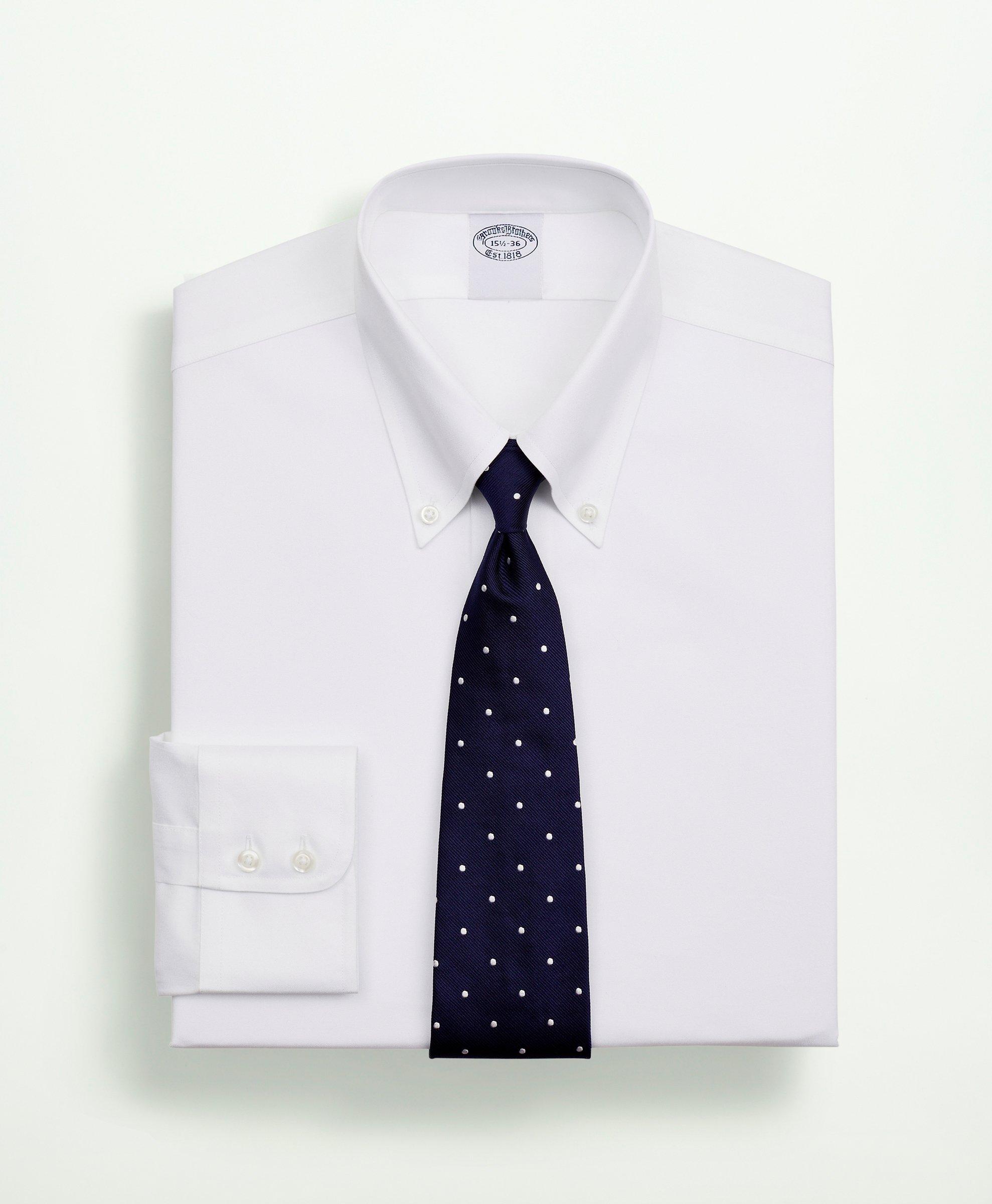 Brooks Brothers Stretch Supima Cotton Non-iron Twill Button-down Collar Dress Shirt | White | Size 17½ 34