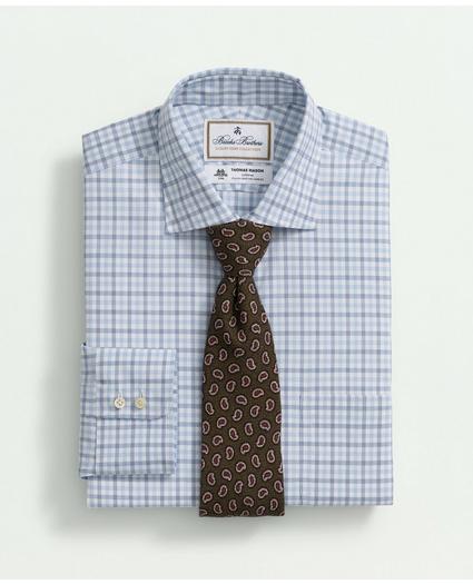 X Thomas Mason Cotton Poplin English Collar, Checked Dress Shirt