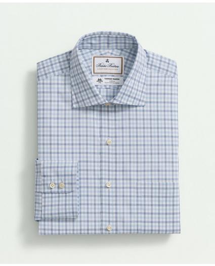 X Thomas Mason Cotton Poplin English Collar, Checked Dress Shirt
