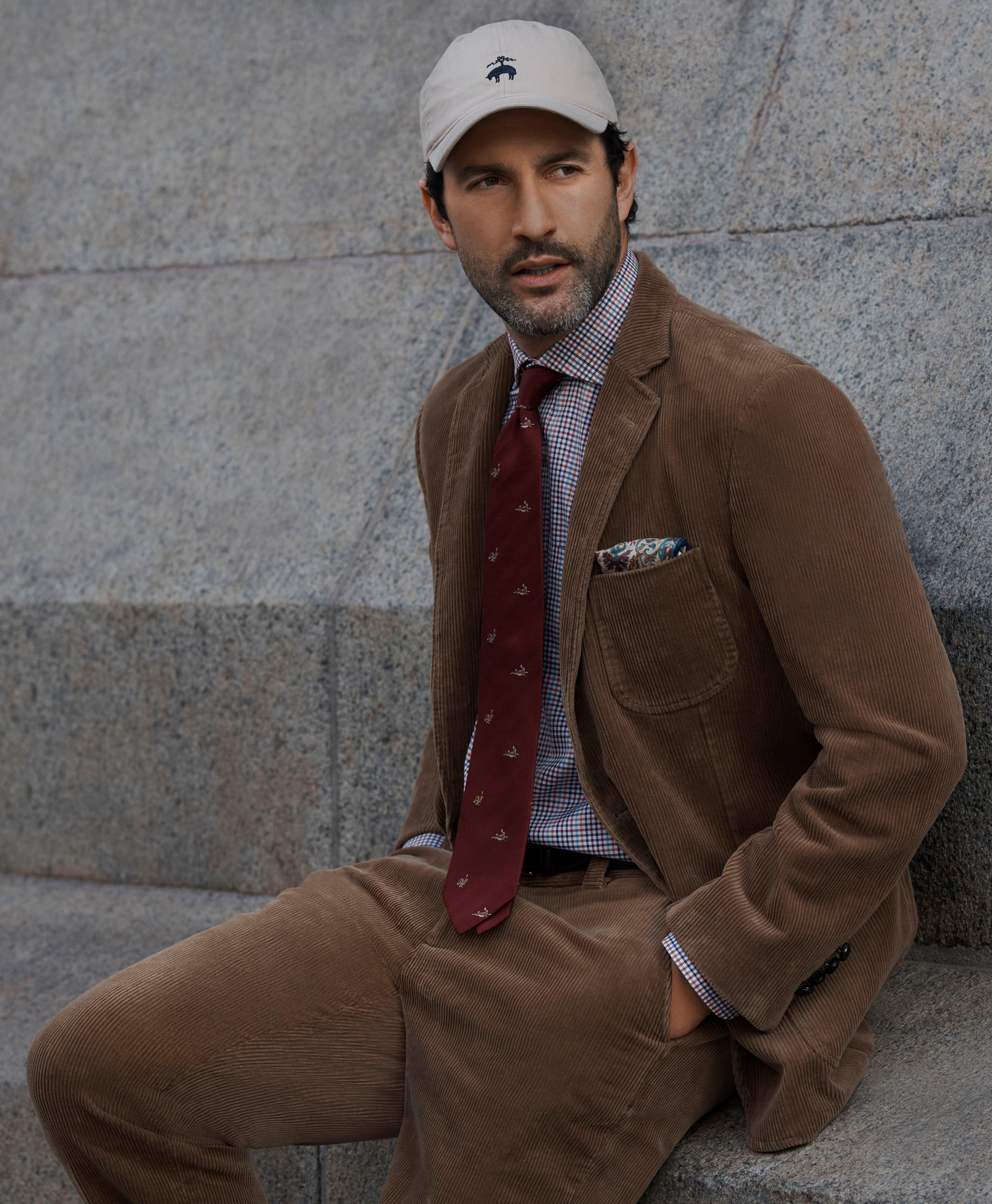 X Thomas Mason Cotton Twill Londoner Collar, Checked Dress Shirt